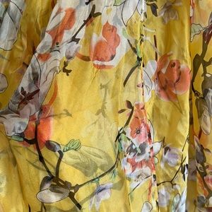 Women’s sheer scarf - Yellow with floral pattern